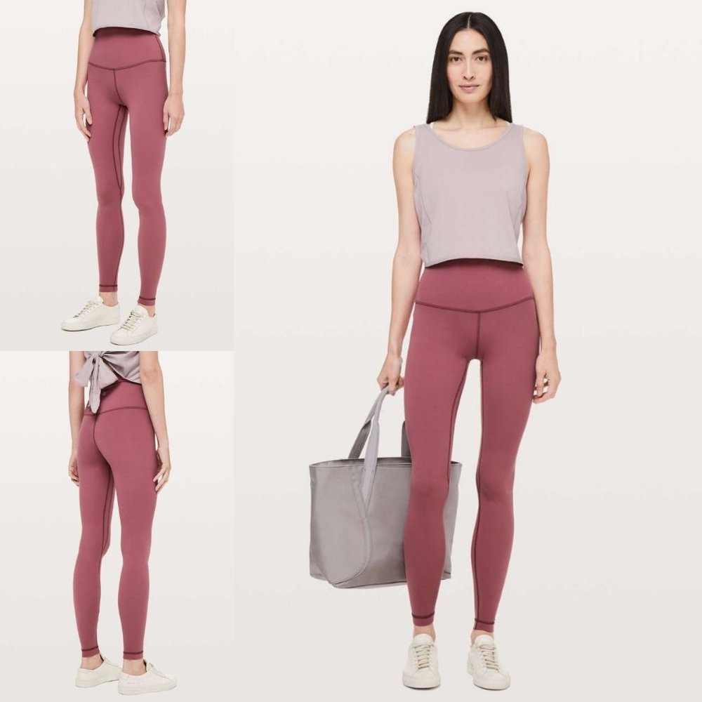 Lululemon Women's Align Pant Super Hi Rise 28" Leggings Pants Sz 12 Misty Merlot